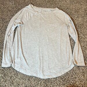 LOFT Light Grey Raglan Sleeve Crew Neck Long Sleeve T-Shirt Women's Size L